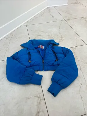 Urban Outfitters Vibrant Blue UO Lily Crop Puffer Jacket Size Small thumbnail 2