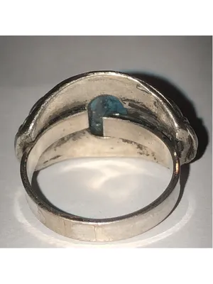 Vintage Silver Tone Faux Turquoise Adjustable Retro Boho Ring Blue thumbnail 3