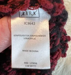 Lira Oversized Chunky Knit Hooded Sweater Women’s Size Large Boxy Fit Red Black thumbnail 5
