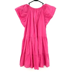Talulah Size Large Short Sleeve Mini Dress Pink Tiered Skirt 100% Cotton‎ thumbnail 2