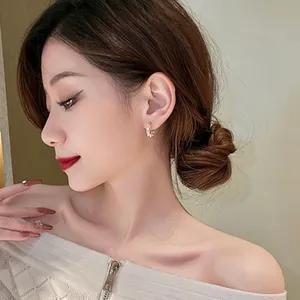 18K Gold Plated White Pearl Hoop Earrings for Women thumbnail 4