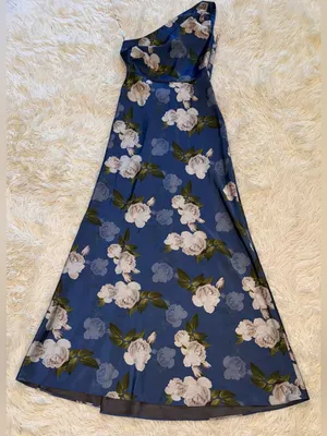 NEW Sachin & Babi Delphine Floral Print Blue One-Shoulder Gow SIZE 2 thumbnail 5