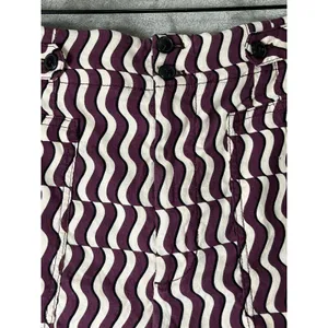 Maeve Anthropologie Burgundy Cream Wavy Stripe High Rise Trouser Shorts Size 10 thumbnail 2