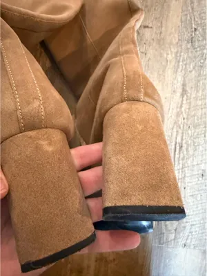 Zara Tan Suede Tall Block Heel Boots EU 39 US 8/8.5 thumbnail 4