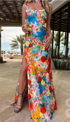 Show Me Your MuMu Lana Maxi Dress in Blue, Orange, Red, Pink, Yellow, Green thumbnail 1