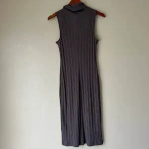 Nine West Taupe Gray Turtleneck Sleeveless Ribbed Midi Dress Size Medium thumbnail 7