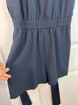 Bishop + Young Navy Blue Sleeveless Tie-Waist Romper Size L thumbnail 3