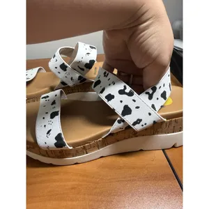 NWOT Maui Island Cow Print Platform Sandals Women's Size 9M Strappy Wedge Boho thumbnail 2