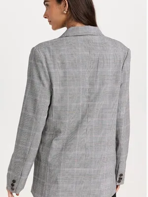 WAYF NWT Gray Plaid Oversized Blazer Pink Windowpane M thumbnail 2