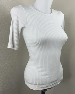 Reformation Jeans White-ish Ribbed Tencel Top Sz XS Shirt thumbnail 1