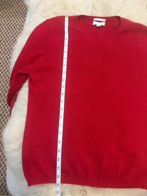 Charter Club Red Crewneck Cashmere Sweater Preppy Holiday Valentines Christmas L thumbnail 7