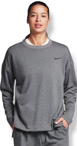 Nike Sweatshirt Top Gray Women Size XS‎ Relaxed Fit Long Sleeve Fleece Raw Seams thumbnail 1