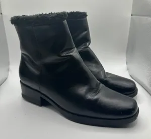 Naturalizer‎ Black Faux Fur Lined Ankle Boots Women's Size 8M Zip Side thumbnail 1
