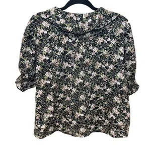 Natural Life My Favorite Cotton Top Black Flung Floral Ruffle Cotton Size XL thumbnail 4