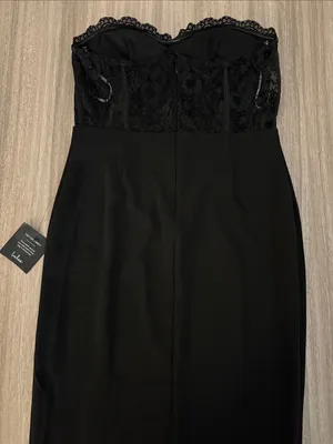 Lulu’s Strapless Lace Corset Midi Dress Women Size Large Black thumbnail 5
