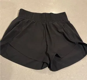 Black‎ Running Shorts With Zipper Pockets Athletic Gym Workout thumbnail 1