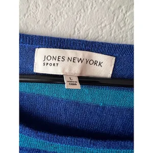 Jones New York Striped Linen Blend Scoop Neck 3/4 Sleeve Top thumbnail 2