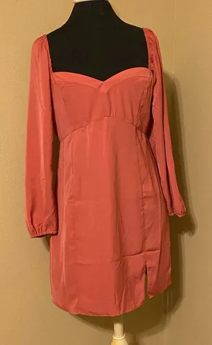 NWT Abercrombie Sweetheart Neck Long Sleeve Dress 💜 thumbnail 1
