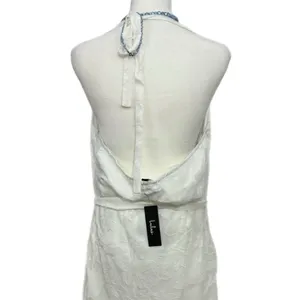New Lulus Graceful White Floral Jacquard Halter Midi Dress Women’s Sz XL Elegant thumbnail 9
