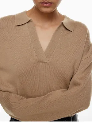 Wilfred Classic V-Neck Polo Sweater in Camel thumbnail 2