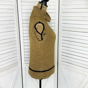 Jones New York Sleeveless Nylon Knit Turtleneck Sweater Tan Medium‎ Preppy thumbnail 3