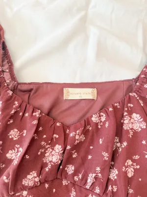 Altar’d State Pink Floral Criss Cross Tie Back Long Sleeve Blouse Size XS thumbnail 3