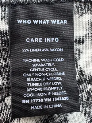Who What Wear Linen Puff Sleeve Spotted Mini Shift Dress Black White Large thumbnail 11