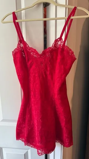 Vintage Victoria’s‎ Secret Red Teddy Lace Nighty Dress Slip Gold Label thumbnail 1