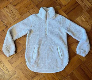 Abercrombie & Fitch Soft A&F White CreM Quarter Zip Faux Fur Sherpa Size XS thumbnail 1