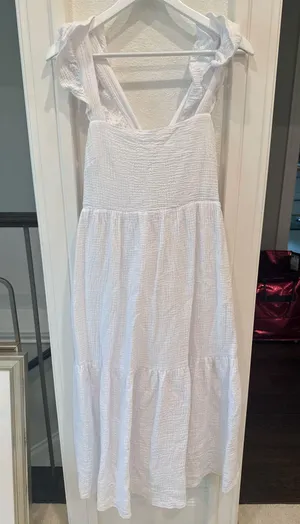 Caitlin Covington x Pink Lily White Textured Midi Dress Size L thumbnail 2