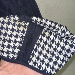 Briggs New York Navy‎ Quilted Jacket Houndstooth Trim Large thumbnail 6