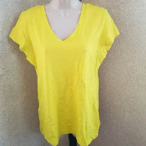 Lole yellow UPF 50+ stretch vneck shore shirt sz L thumbnail 2