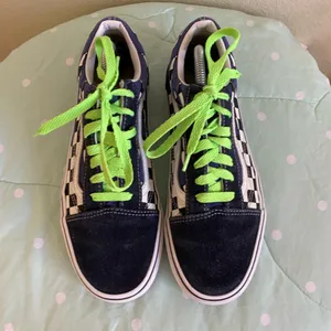 Vans Old Skool Blue / Black Checkered shoes Women’s size 7.5 / Mens size 6 thumbnail 5