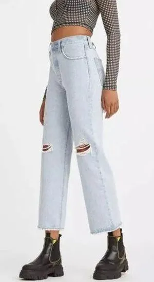 Levis Ribcage Straight Ankle Denim Jeans Pants Light Wash (Size 27) thumbnail 1