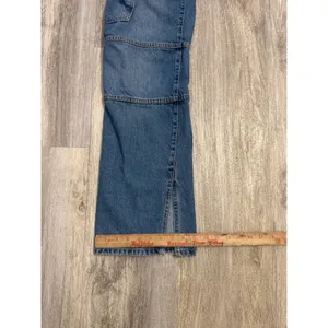 Zara Womens Blue Mid Rise Cargo Straight Leg Jeans with Side Slits Size 4 thumbnail 9