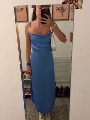 Bella Dahl Sky Blue Slip Maxi Dress with Cowl Neck thumbnail 2