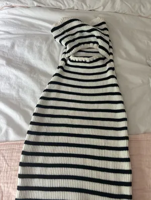 Black and white striped maxi dress thumbnail 1