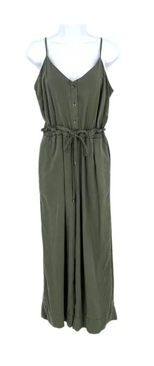 Splendid Minimalist Utility Safari Button-Front Jumpsuit Olive Green Size Medium thumbnail 1