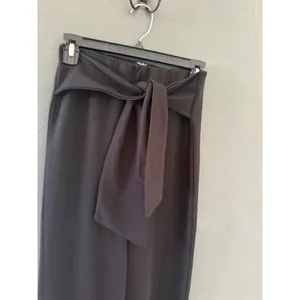 Papaya Womens Black‎ High Waisted Wide Leg Tie Waist Trousers Pants Office Siren thumbnail 3