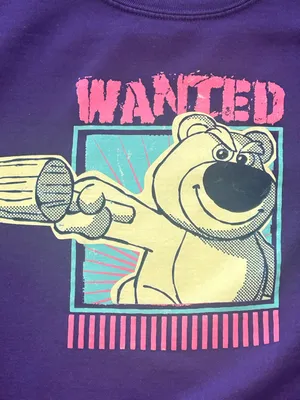 Disney Parks Toy Story Lotso Bear Wanted Poster Purple Crewneck Sweatshirt L thumbnail 4