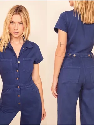 Reformation Izzy Boiler Jumpsuit Size 4 Blue‎ Denim Utility Relaxed Straight Leg thumbnail 9