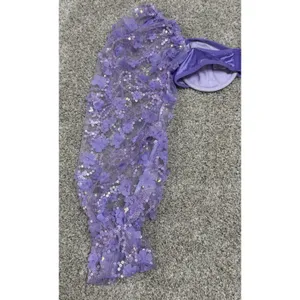 IHeartRaves Purple Sequin Floral Puff Sleeve Underwire Crop Bra Top Size XS thumbnail 8