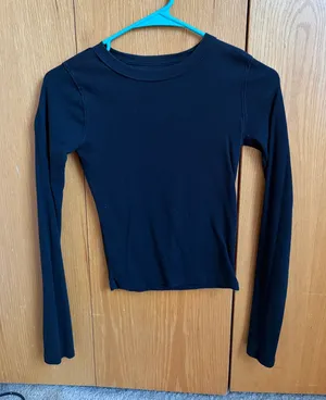 Hollister Ribbed Long Sleeve Top Black thumbnail 1