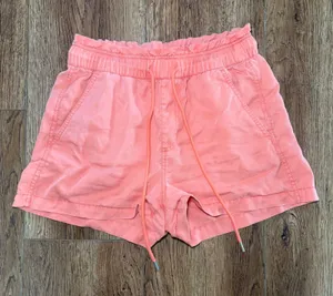 Loft Coral‎ Pink Paperbag Waist Drawstring Shorts Womens Small Resort Casual thumbnail 1