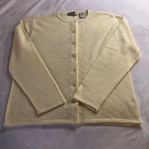 Carolyn Taylor Button Front Cardigan Sweater Cream Size Medium thumbnail 6