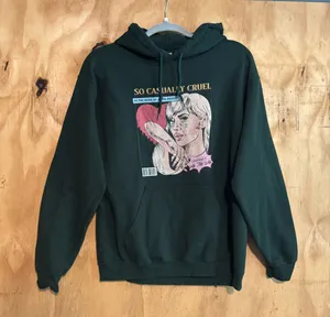 Casually Cruel Taylor Swift All Too Well Green Hoodie Sz M Cotton Blend thumbnail 1