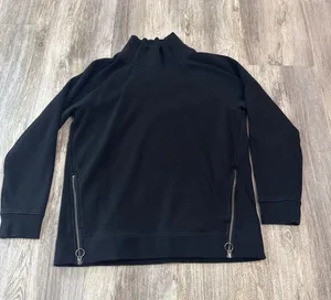 Athleta Cozy Karma Side Zip Mock Neck Sweatshirt Women's Medium Black Soft-Lined thumbnail 1
