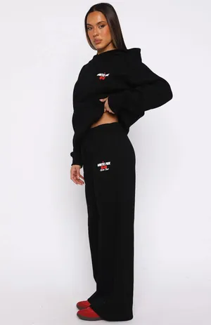White fox boutique Club 14 Cassie cherry sport logo black Wide Leg Sweatpants ❤️ thumbnail 4