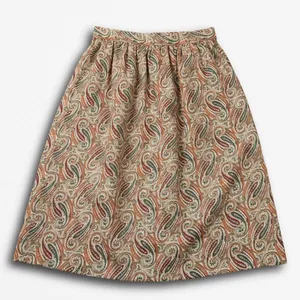 Vintage Paisley Midi Skirt High‎ Waisted A-Line Earth Tone Boho Brown Green thumbnail 1