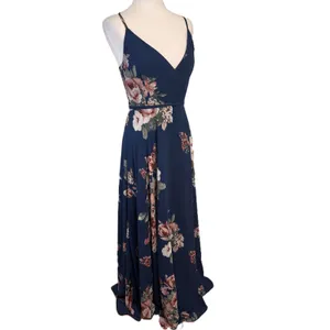 Lulus Elegantly Inclined Maxi Dress Womens S Navy Chiffon Wedding‎ Formal Prom thumbnail 4